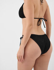 Crinkle Textured Tie Side Bikini Bottoms, Black (BLACK), large