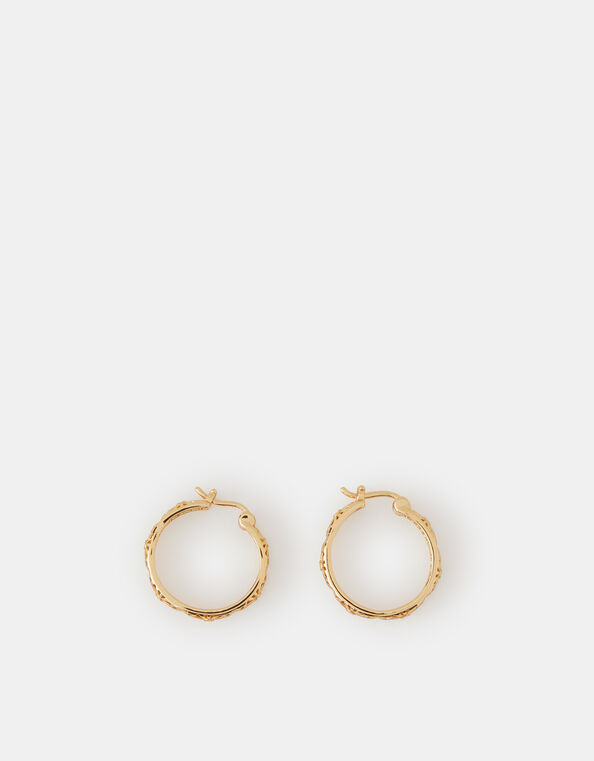 14ct Gold-Plated Filigree Hoop Earrings, , large