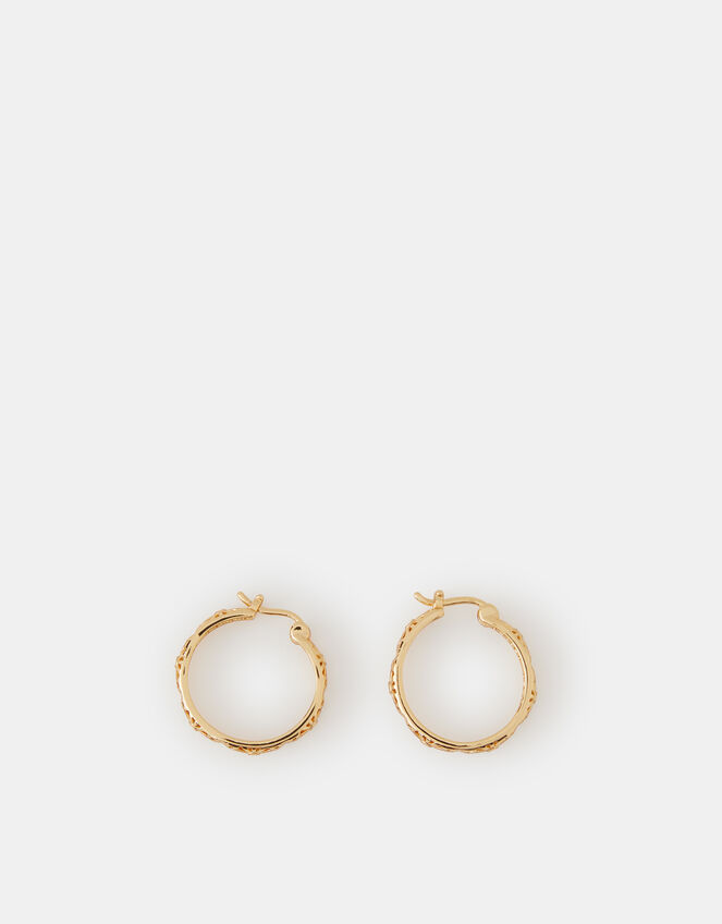 14ct Gold-Plated Filigree Hoop Earrings, , large