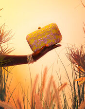 Hand-Beaded Hardcase Clutch Bag, , large