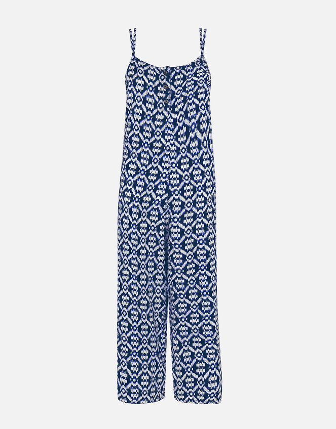 Ikat Loose Jumpsuit, Blue (NAVY), large