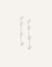 Pearl Station Long Drop Earrings, , large
