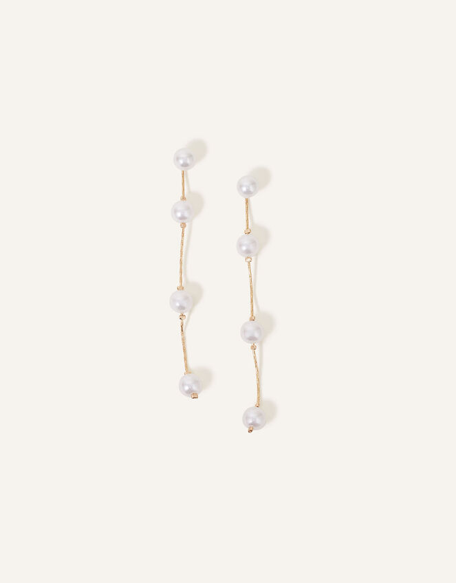 Pearl Station Long Drop Earrings, , large