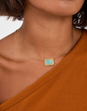 14ct Gold-Plated Amazonite Slice Pendant Necklace, , large