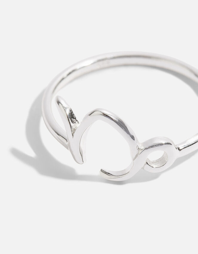 Sterling Silver Zodiac Capricorn Ring, Silver (ST SILVER), large
