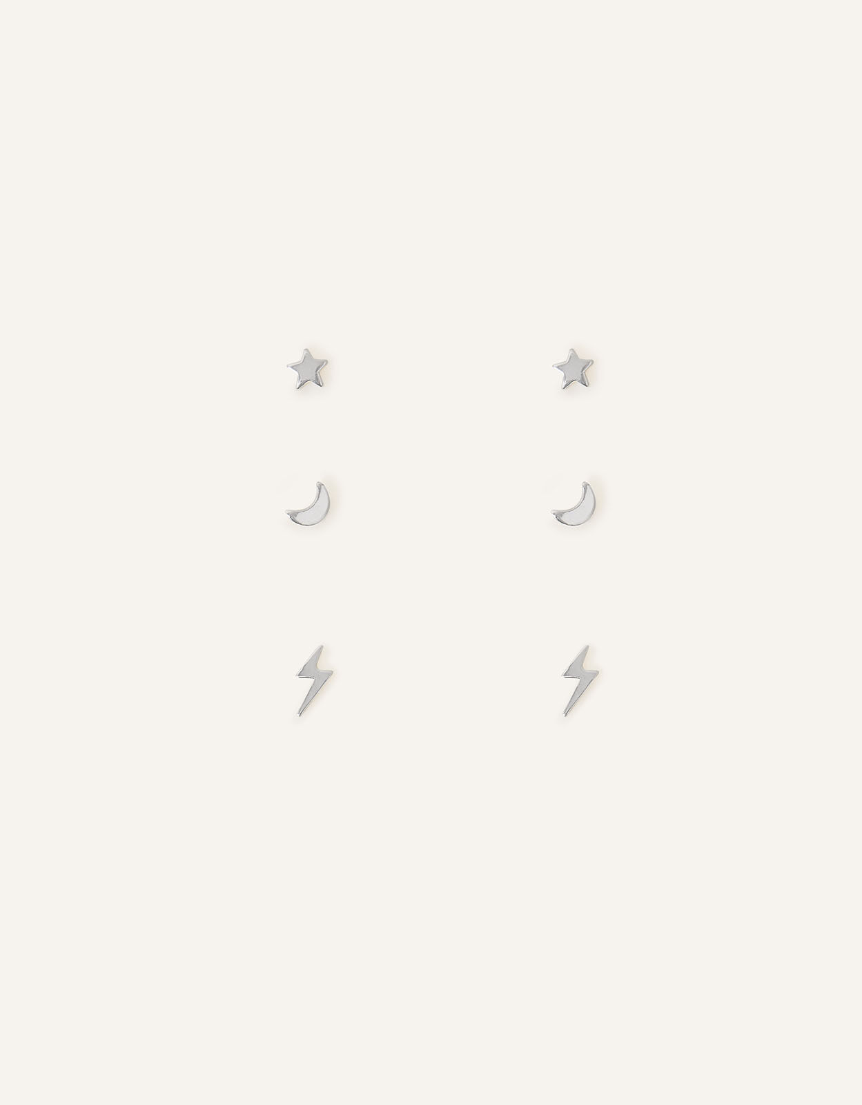 Sterling Silver Celestial Earring Set of Three Sterling silver