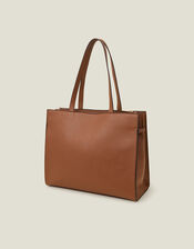 Metal Twist Lock Tote Bag, Tan (TAN), large