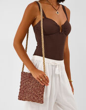 Metallic Woven Crossbody Bag, , large