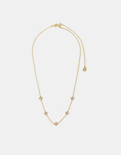14ct Gold-Plated Mother of Pearl Clover Station Necklace, , large