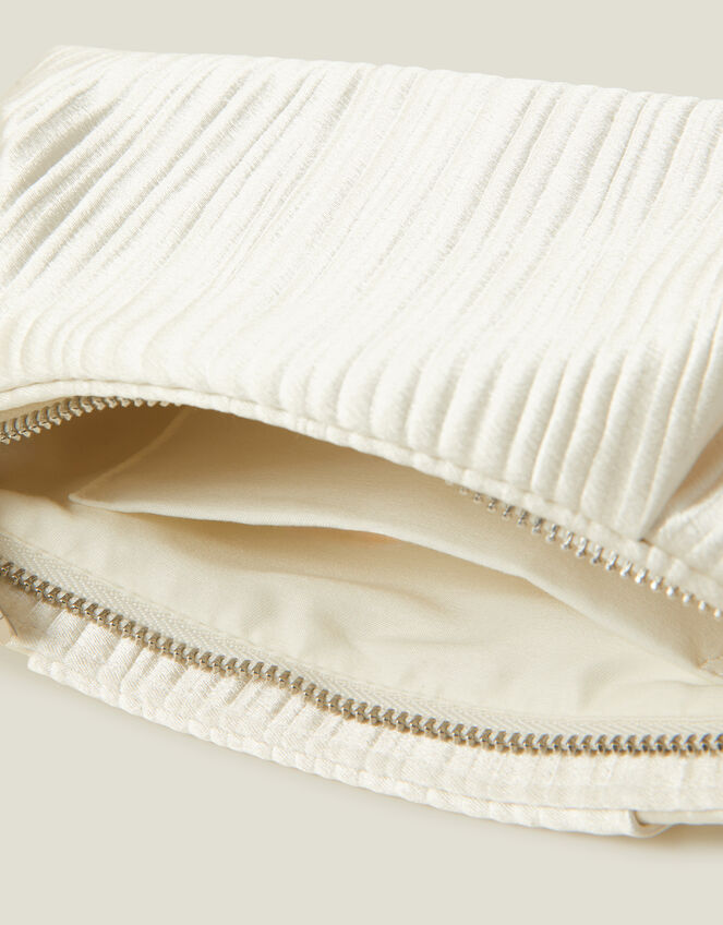 Bridal Pleated Satin Clutch Bag, , large