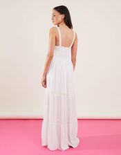 Crochet Bodice Tiered Maxi Dress, Ivory (IVORY), large