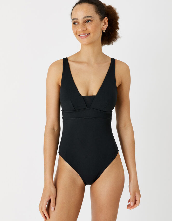 Lexi Ribbed Shaping Swimsuit, Black (BLACK), large