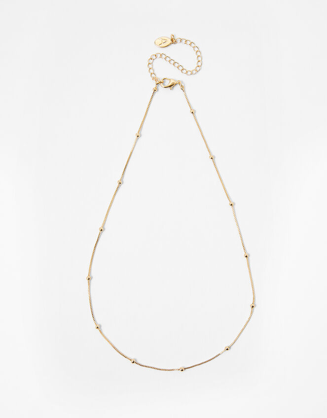 Beaded Chain Necklace, Gold (GOLD), large