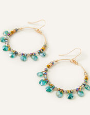 Large Gem Drop Hoop Earrings , , large