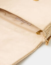 Beaded Fold-Over Clutch Bag, Gold (GOLD), large