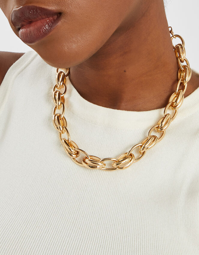 Double Link Chunky Chain Necklace, , large