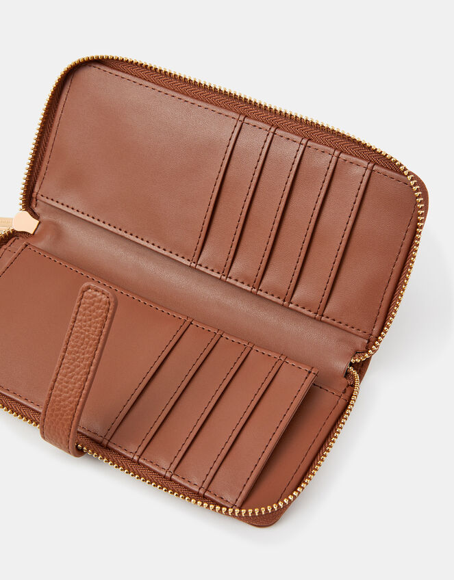Tab Zip Around Purse, Tan (TAN), large