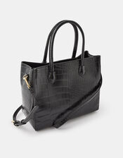 Gemma Croc Bag, Black (BLACK), large
