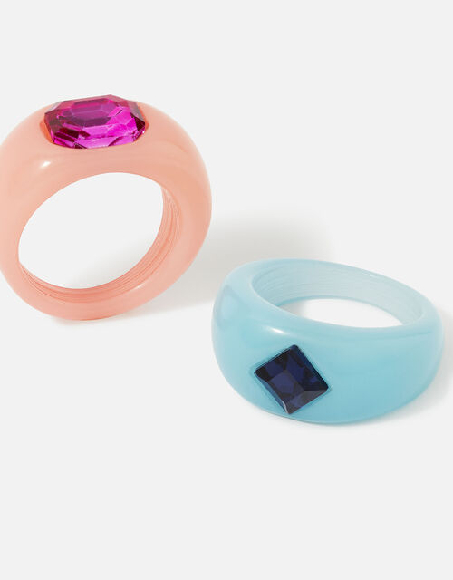 Eye Candy Chubby Domed Ring Set, Multi (PASTEL-MULTI), large