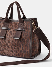 Leopard Print Faux Fur Handbag, , large