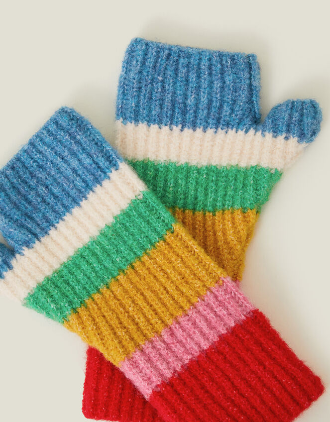Colourful Stripe Cut Off Gloves, , large