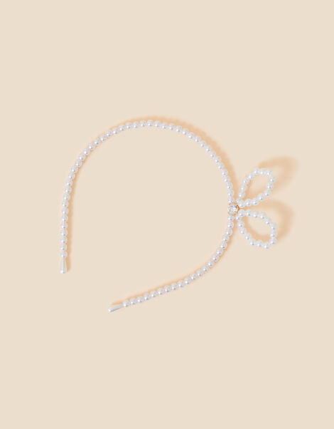 Kids Pearl Bow Headband , , large