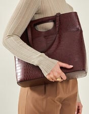 Faux Croc Large Grab Bag, Red (BURGUNDY), large
