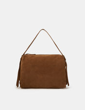 Double Strap Suede Shoulder Bag, , large