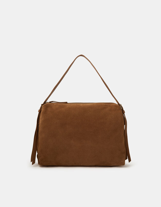 Double Strap Suede Shoulder Bag, , large
