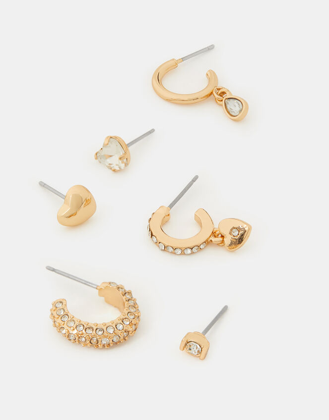 6-Pack Heart Pav&eacute; Stud & Hoop Earrings, , large