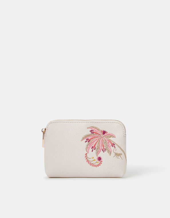Embroidered Palm Tree Coin Purse, , large