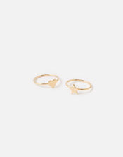 Star Heart Stacking Ring Set , Gold (GOLD), large