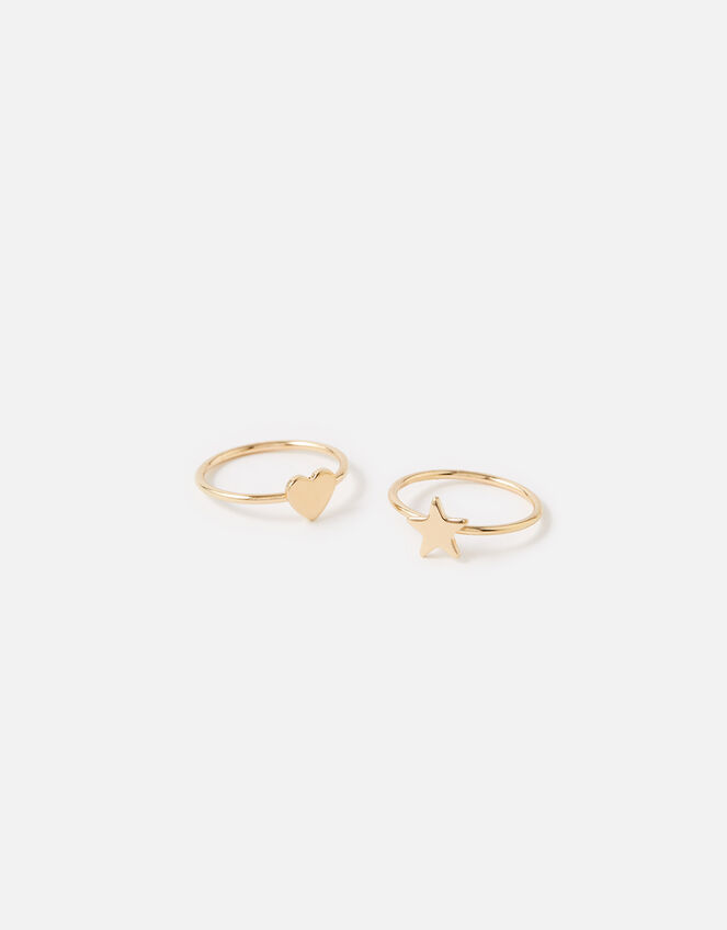 Star Heart Stacking Ring Set , Gold (GOLD), large
