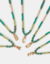 Beaded Initial Pendant Necklace, Blue (TURQUOISE), large