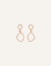 Pave Organic Oval Short Drop Earrings, Gold (GOLD), large
