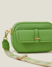 Webbing Strap Crossbody Bag, Green (GREEN), large
