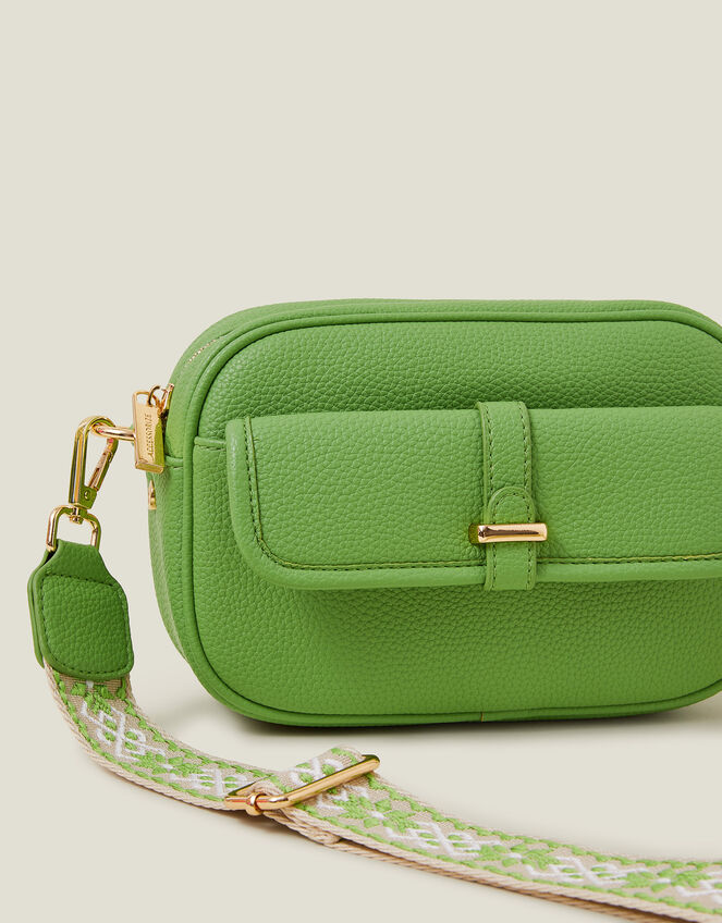 Webbing Strap Crossbody Bag, Green (GREEN), large