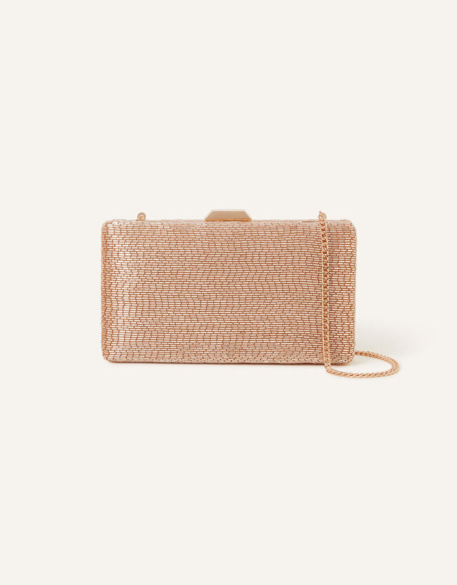 Beaded Hardcase Clutch Bag, Nude (NUDE), large