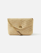 Chevron Twist-Lock Shoulder Bag, Bronze (BRONZE), large