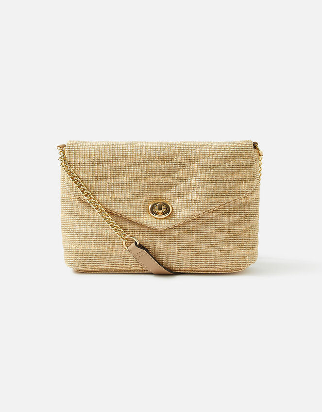 Chevron Twist-Lock Shoulder Bag, Bronze (BRONZE), large