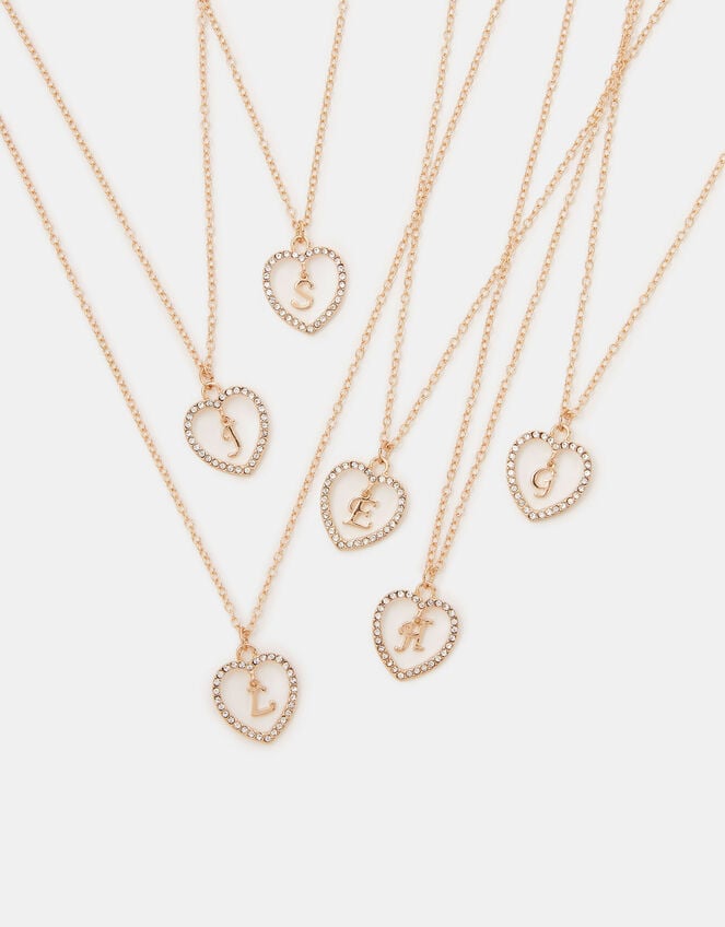 Girls Initial Charm Heart Pendant Necklace, Gold (GOLD), large