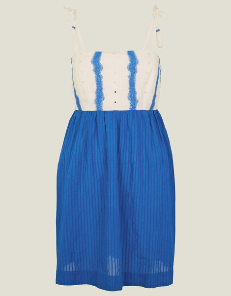 Tie Shoulder Mini Dress, Blue (BLUE), large