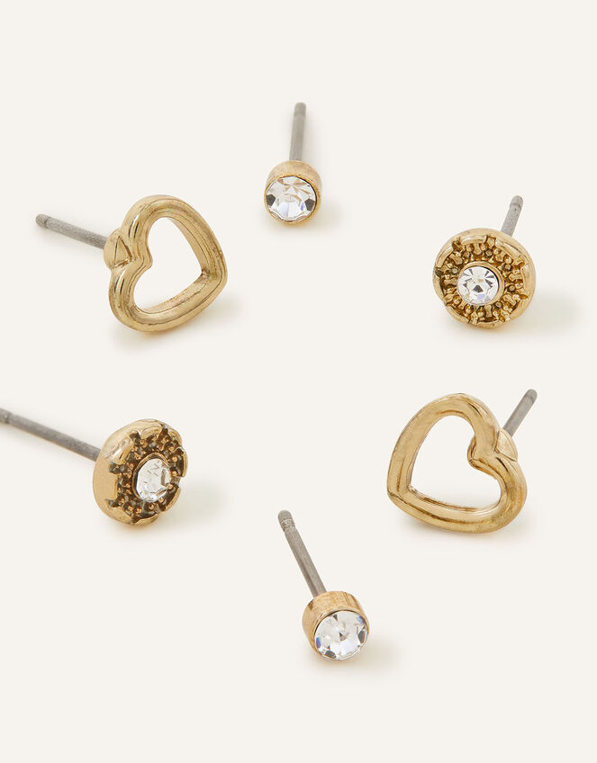 Heart Sparkle Earrings Set of Three, , large