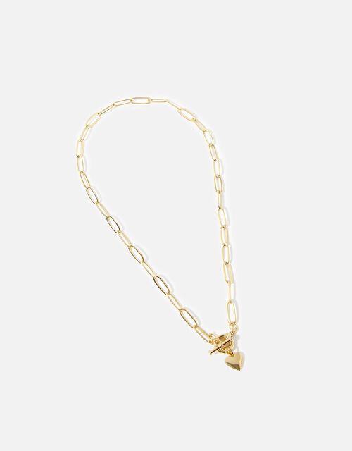 Gold-Plated Paperclip Chunky Heart Necklace, , large