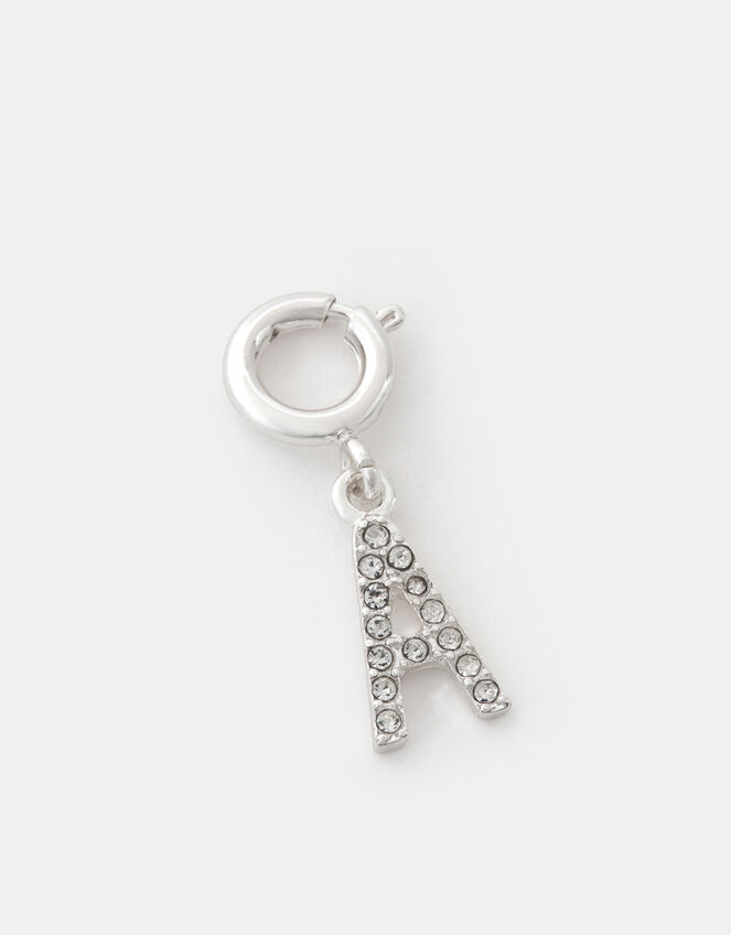 Diamanté Initial Jewellery Charm, Silver (SILVER), large