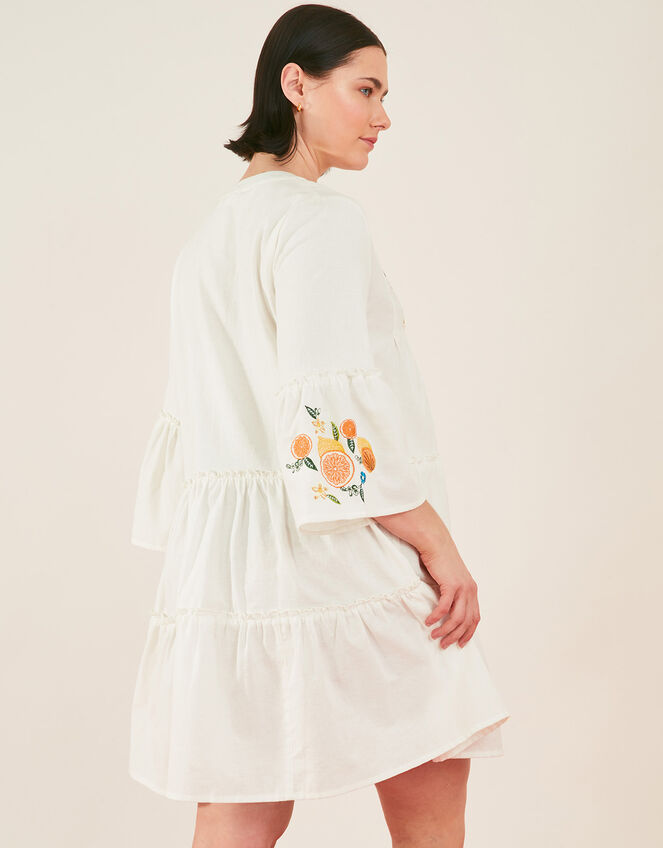 Lemon and Oranges Embroidered Dress, Ivory (IVORY), large