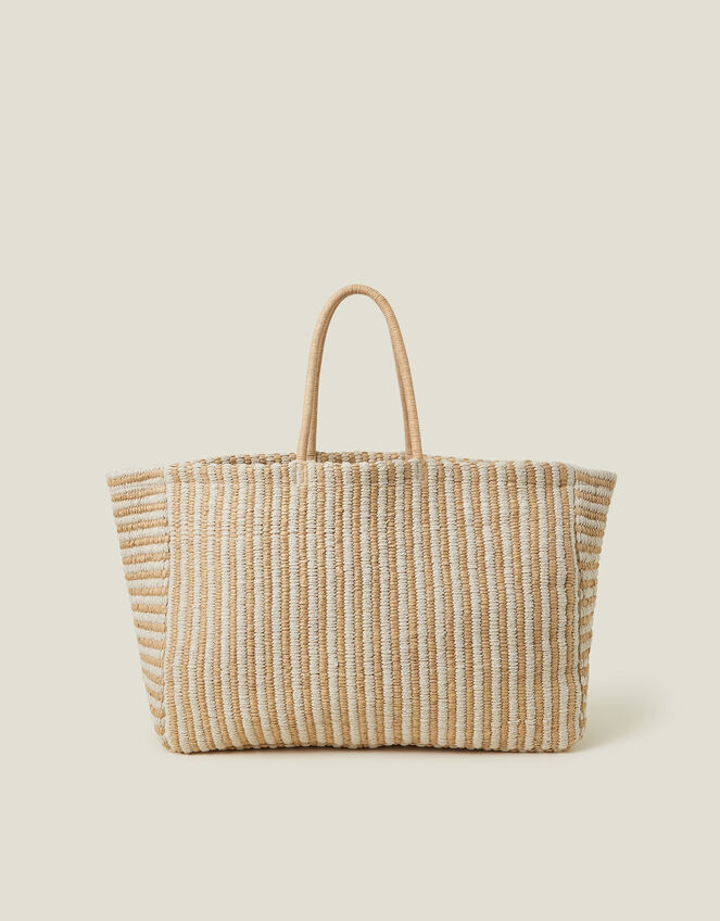 Large Woven Stripe Tote Bag, , large