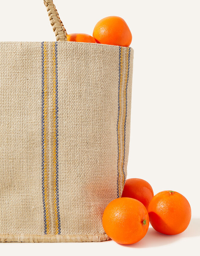 Stripe Handheld Jute Beach Bag, , large