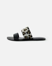 Beaded Animal Sandals, Black (BLACK), large