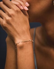 14ct Gold-Plated Cubic Zirconia Paperclip Bracelet, , large